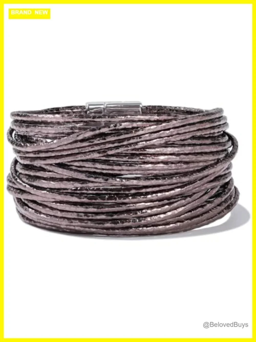Layered Boho Chunky Wrap Bracelet Stackable Faux Leather Magnetic Clasp